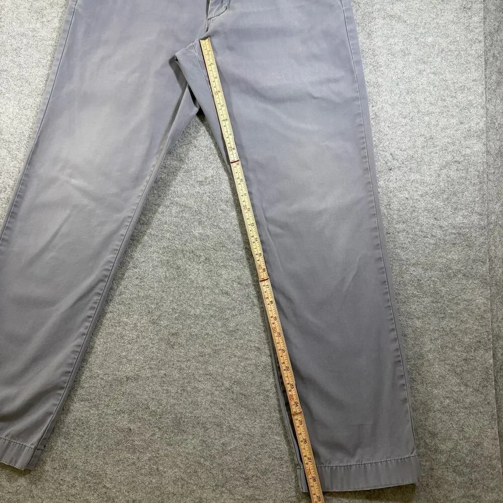 J.Crew Sutton Chino Pants Mens 30x30 Gray Slim Fit Cotton Flat Front Preppy